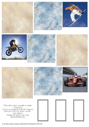 Multi Topper Sheet - Boys Extreme Sports 3D Card Art RRP 75p