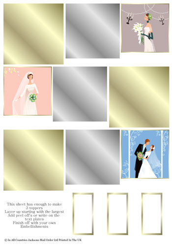 Multi Topper Sheet - Wedding Day 3D Card Art RRP 75p